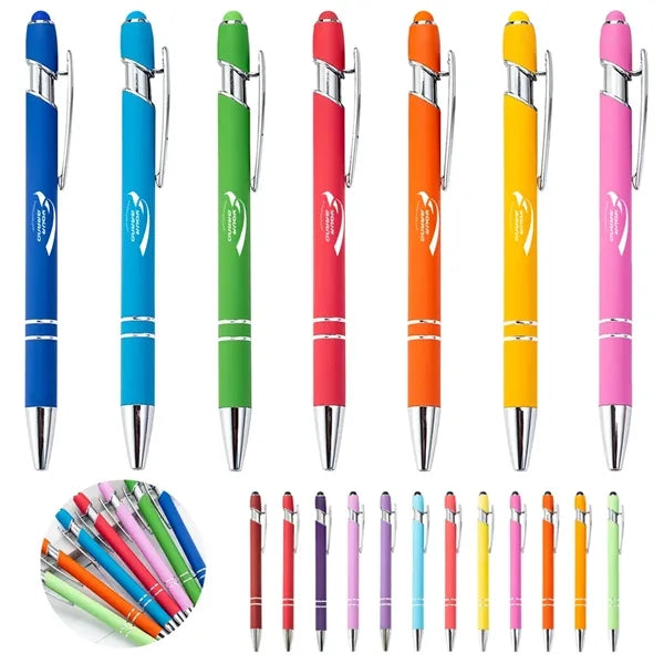 2 in 1 Ballpoint Pen Retractable Capacitive Stylus Metal Tip