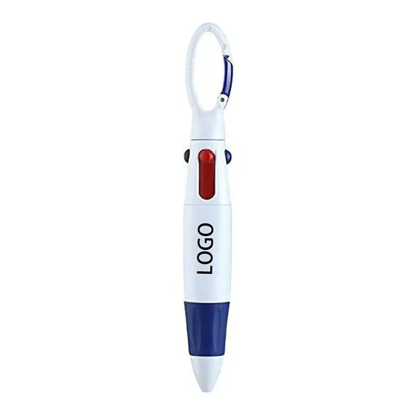 4-in-1 Multi-Color Carabiner Ballpoint Pen