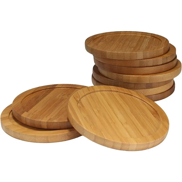Bamboo Round Beverage Coaster 3 5/8" Diameter x 1/4" D