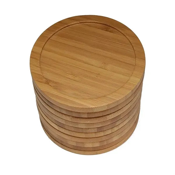 Bamboo Round Beverage Coaster 3 5/8" Diameter x 1/4" D