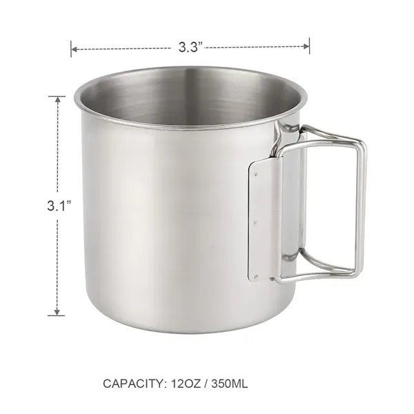 12Oz. Stainless Steel Camping Cup with Foldable Handle