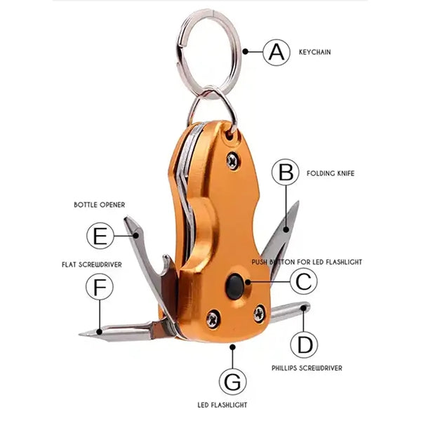 7 In1 LED Foldable Multitool Keychain