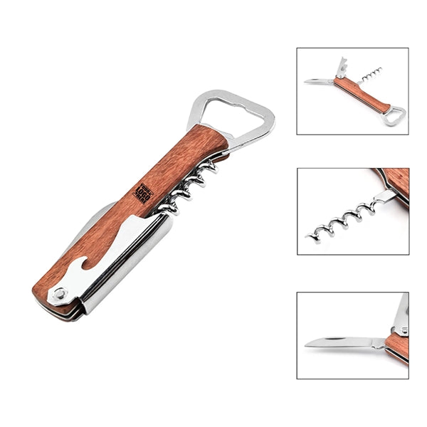 5.3" Metal Wood Wine Corkscrew Opener Set