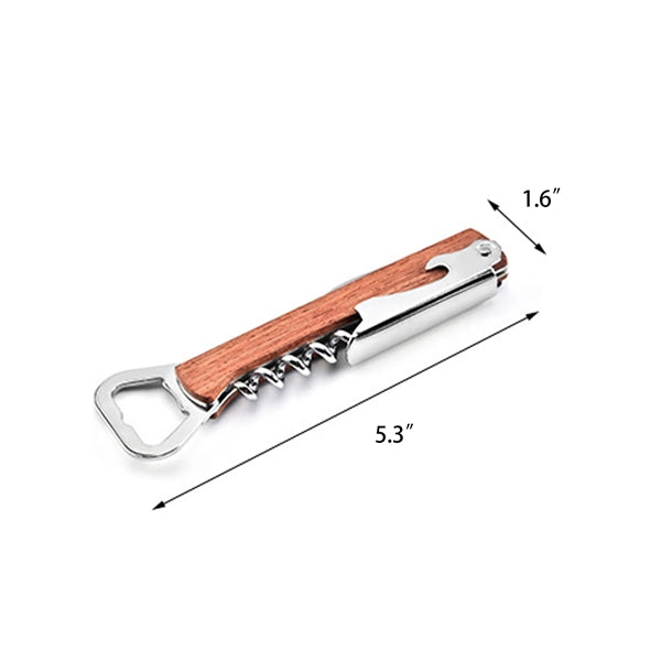 5.3" Metal Wood Wine Corkscrew Opener Set