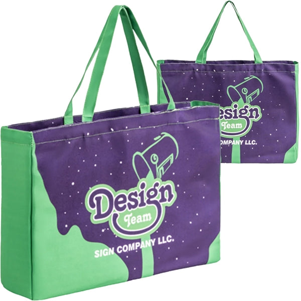 12 Oz Sublimated Poly Canvas Tote Bag w/ Gusset - 20"x15"x5"