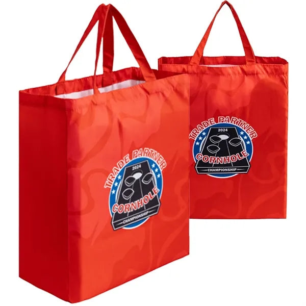 8 Oz Sublimated Poly Canvas Tote Bag w/ Gusset - 14"x18"x6"