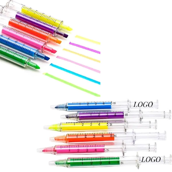 Syringe Highlighter Pens with multiple Colors