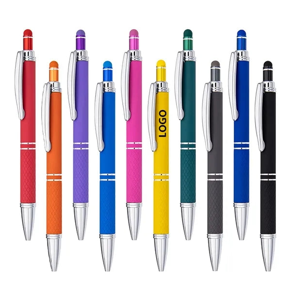 Rubberized Soft Touch Metal Ballpoint Pen with Stylus Tip