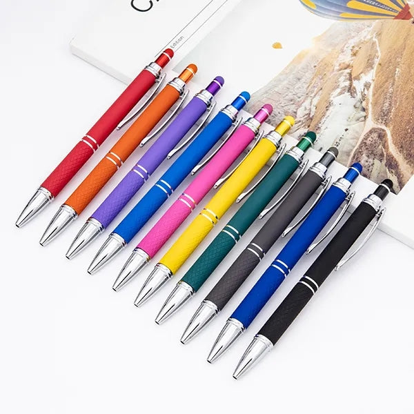 Rubberized Soft Touch Metal Ballpoint Pen with Stylus Tip