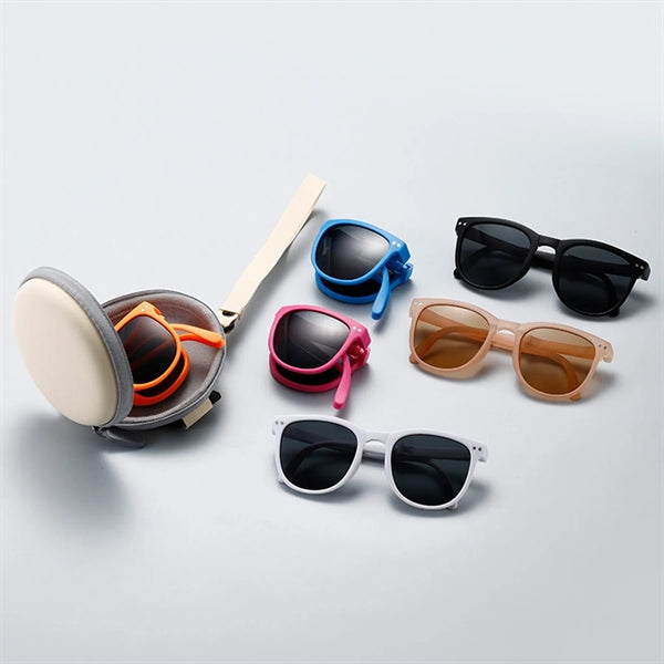 Square Frame Folding Children Sunglasses with Case