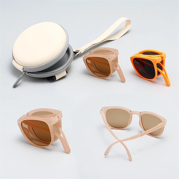 Square Frame Folding Children Sunglasses with Case