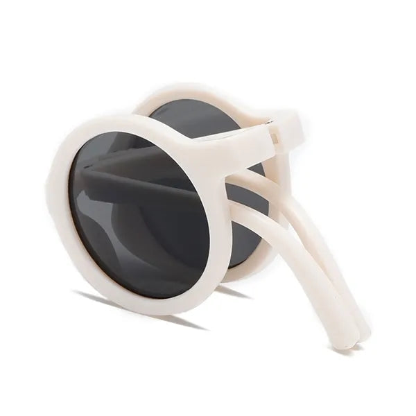 Round Frame Folding Children Sunglasses with Case