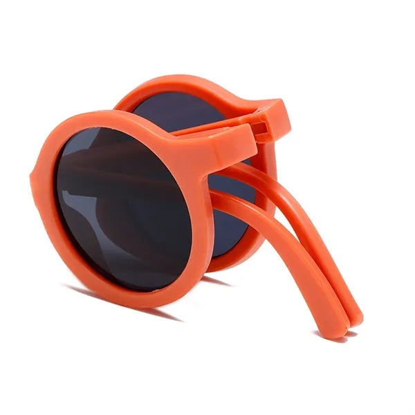 Round Frame Folding Children Sunglasses with Case