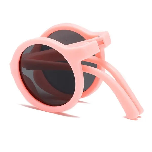 Round Frame Folding Children Sunglasses with Case