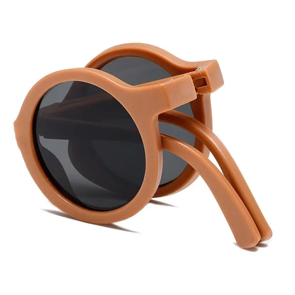 Round Frame Folding Children Sunglasses with Case