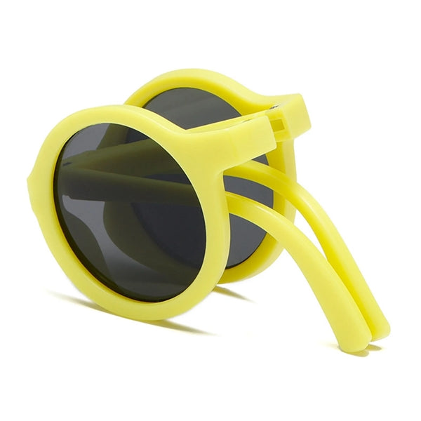 Round Frame Folding Children Sunglasses with Case
