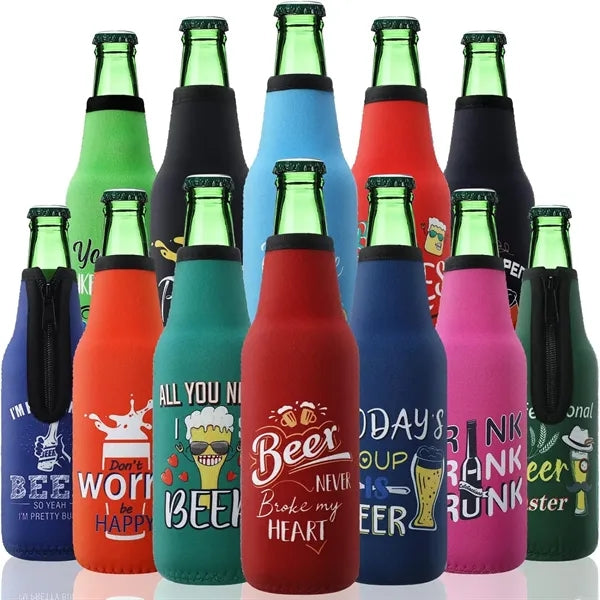 Beer Bottle Insulator Sleeve with Zipper Fabric Sleeves
