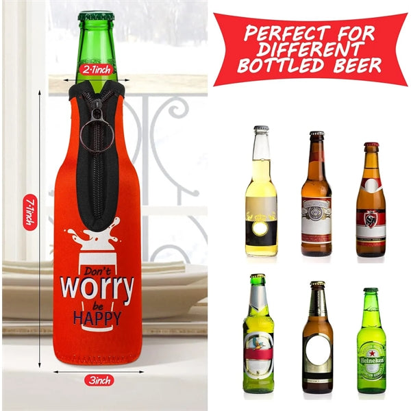 Beer Bottle Insulator Sleeve with Zipper Fabric Sleeves