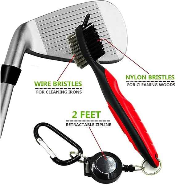 Golf Club Brush With Retractable Zip-Line