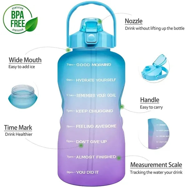 Half Gallon Water Bottle with Time marker