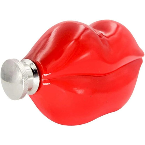 5 Oz Stainless Steel Red Lips Hip Flask