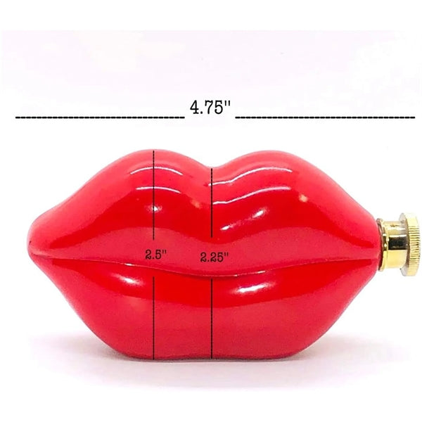5 Oz Stainless Steel Red Lips Hip Flask