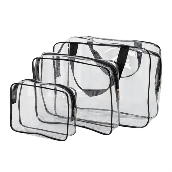 Clear PVC Zippered Waterproof Cosmetic Makeup Bags Set