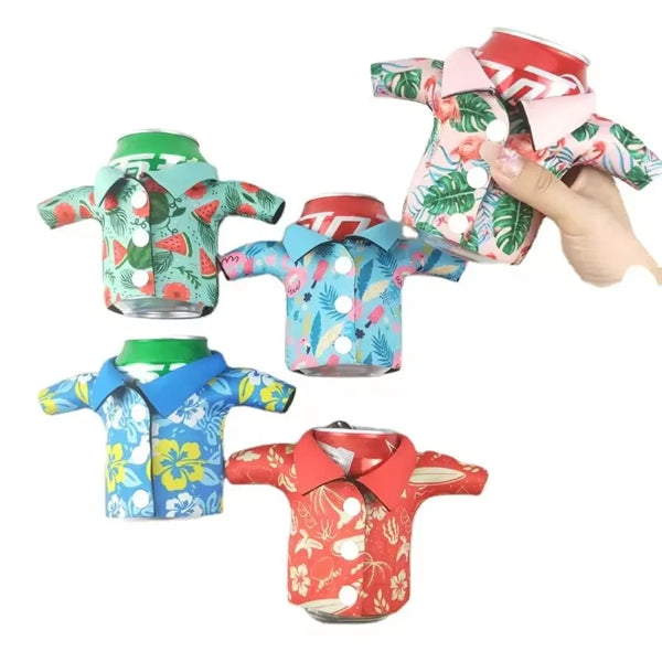 Neoprene Miniature hawaiian shirt can cooler sleeve
