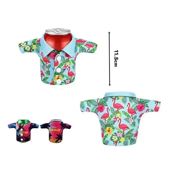 Neoprene Miniature hawaiian shirt can cooler sleeve