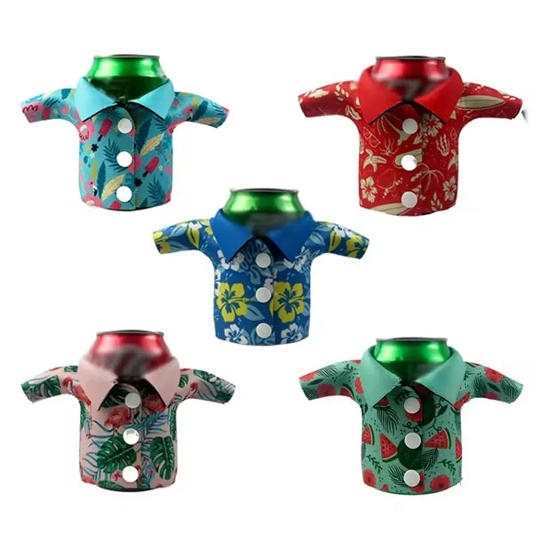 Neoprene Miniature hawaiian shirt can cooler sleeve