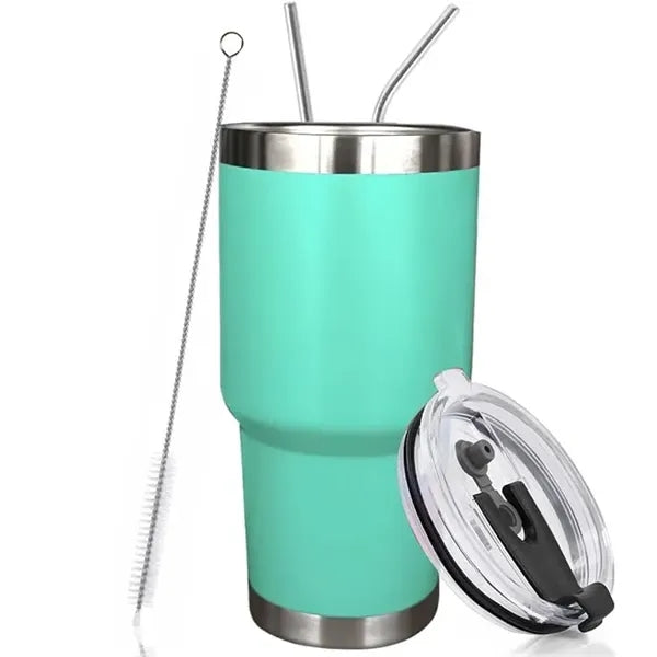 30oz Insulated Travel Tumbler with Straw and Brush