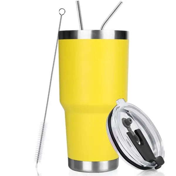 30oz Insulated Travel Tumbler with Straw and Brush
