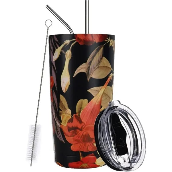 30oz Insulated Travel Tumbler with Straw and Brush