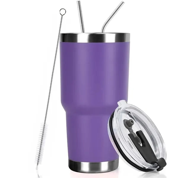 30oz Insulated Travel Tumbler with Straw and Brush