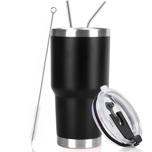 30oz Insulated Travel Tumbler with Straw and Brush