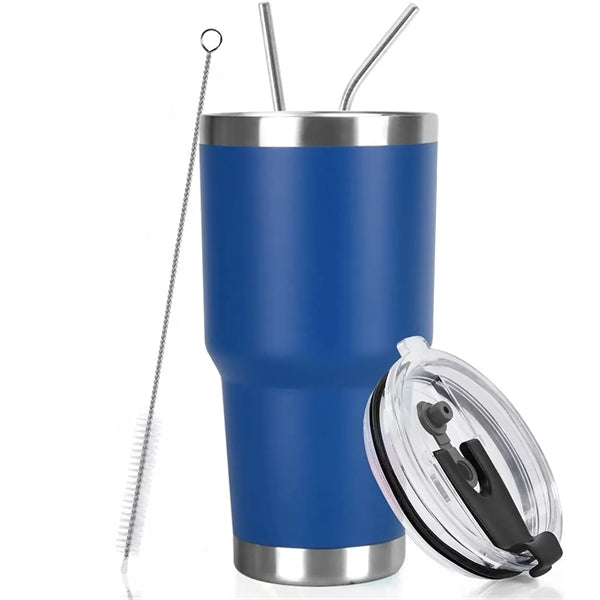 30oz Insulated Travel Tumbler with Straw and Brush