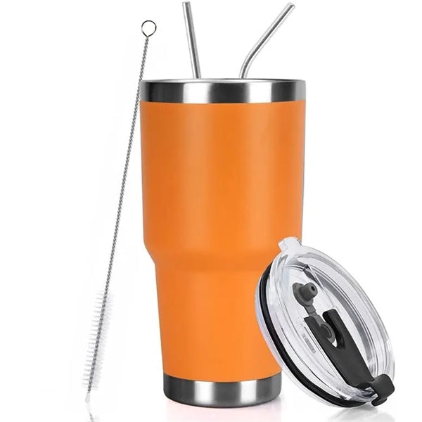30oz Insulated Travel Tumbler with Straw and Brush