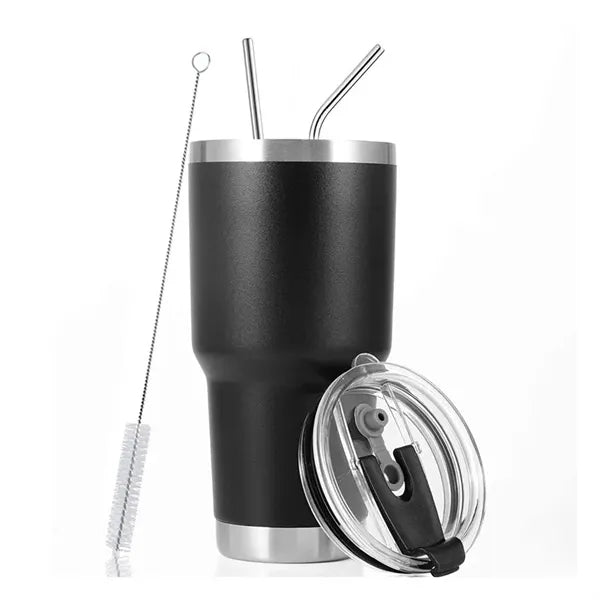 30oz Insulated Travel Tumbler with Straw and Brush
