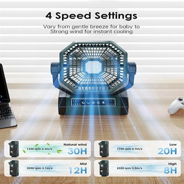 3 in 1 multifunctional portable rechargeable lighting fan