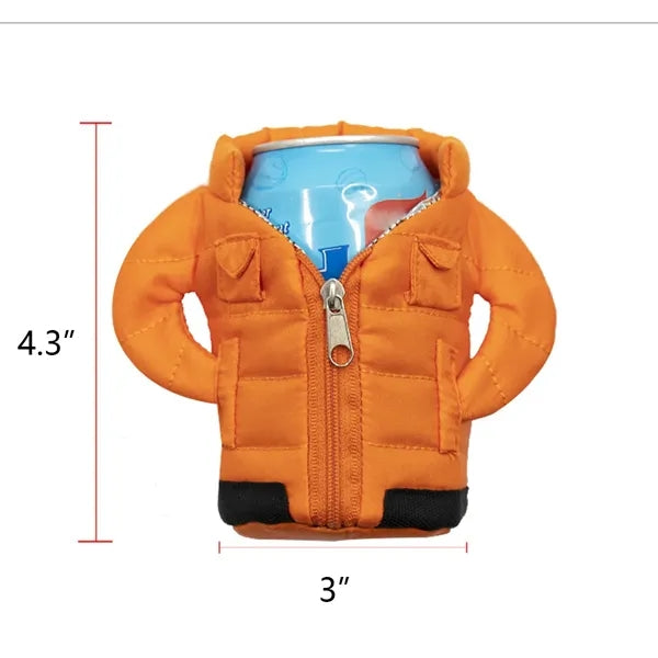 Insulated 12 oz Can Cooler Puffer Jacket in Orange
