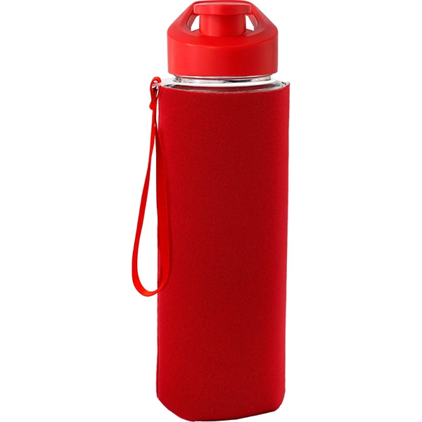 Easy Pour 22 oz Frosted Glass Sleeve Lanyard Bottle
