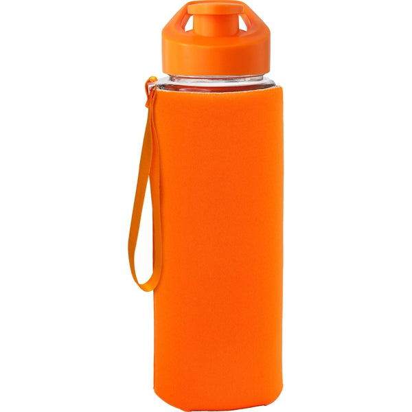 Easy Pour 22 oz Frosted Glass Sleeve Lanyard Bottle