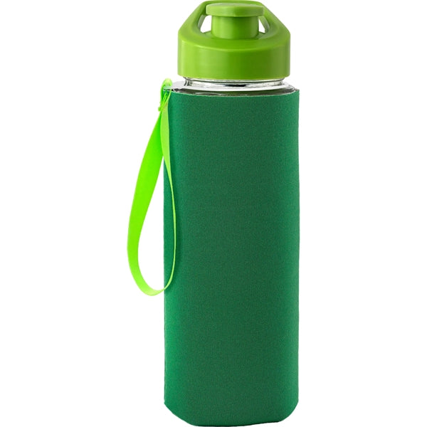 Easy Pour 22 oz Frosted Glass Sleeve Lanyard Bottle