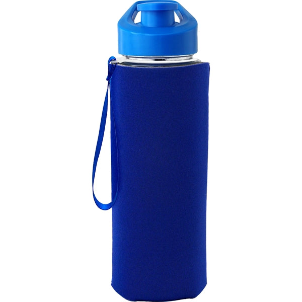 Easy Pour 22 oz Frosted Glass Sleeve Lanyard Bottle