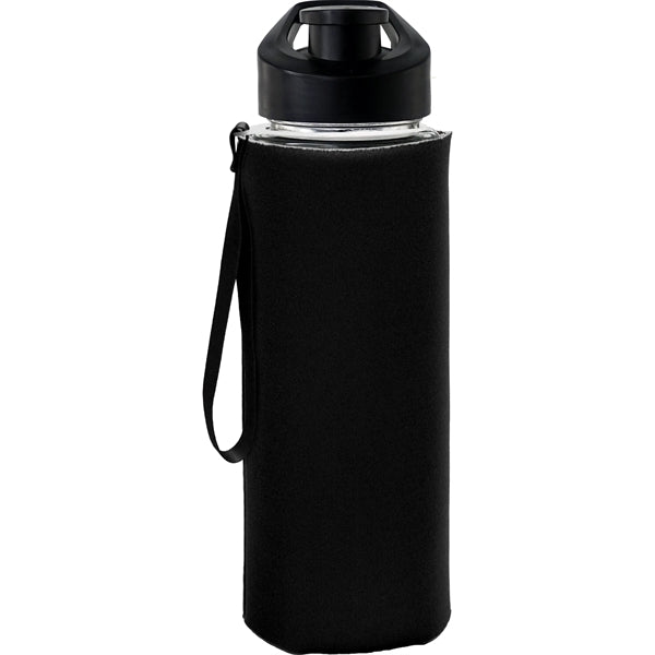 Easy Pour 22 oz Frosted Glass Sleeve Lanyard Bottle