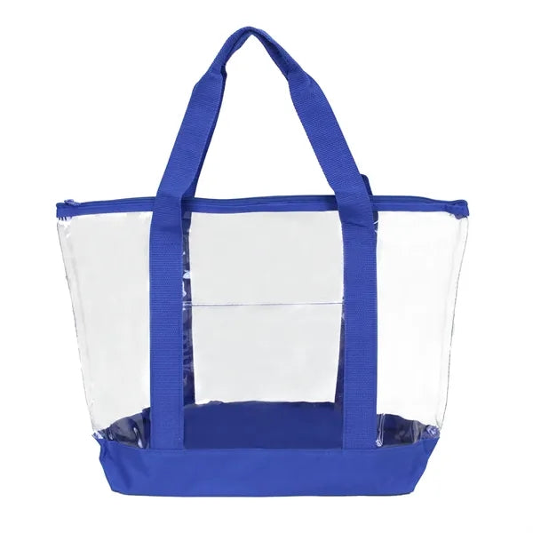 Clear Zipper Boat Tote With Front Pocket
