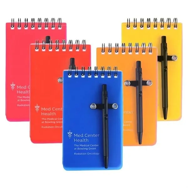Spiral Bound 50 sheets Mini Memo Notepadk Booklet W/ Pen