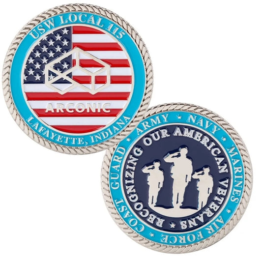 2" 4 Colors 2 Sided Brass Challenge Coins