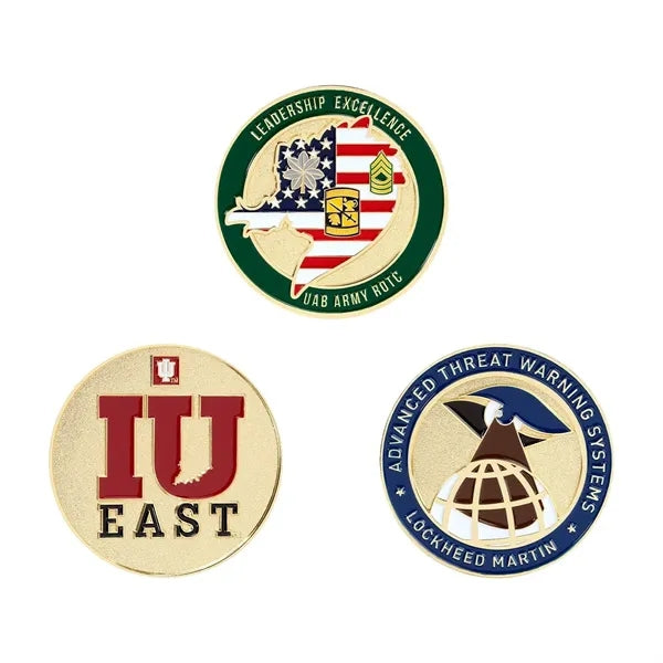 2" 4 Colors 2 Sided Brass Challenge Coins