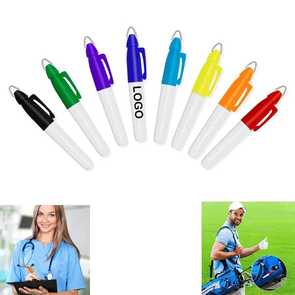 Permanent Markers with Golf Keychain Clip